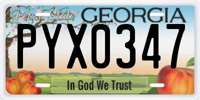GA license plate PYX0347