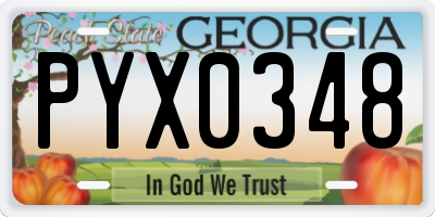 GA license plate PYX0348