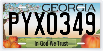 GA license plate PYX0349