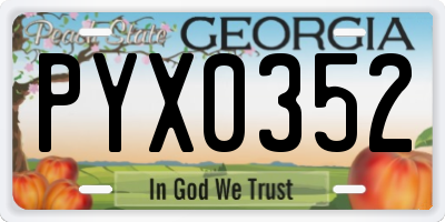 GA license plate PYX0352