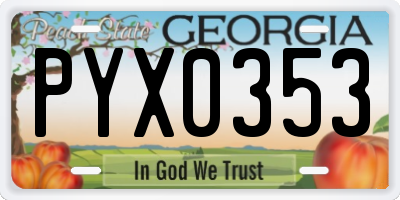 GA license plate PYX0353