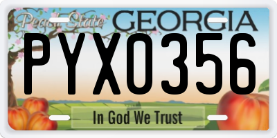 GA license plate PYX0356