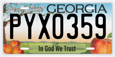 GA license plate PYX0359