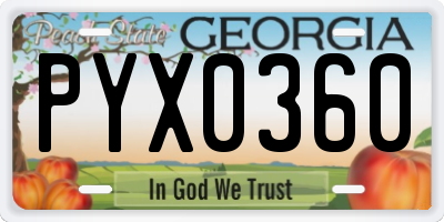 GA license plate PYX0360