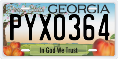 GA license plate PYX0364