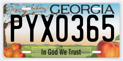 GA license plate PYX0365