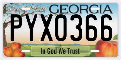 GA license plate PYX0366