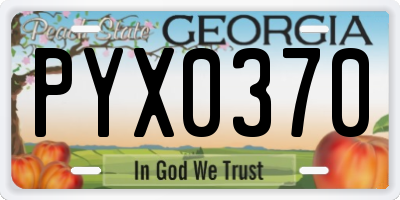 GA license plate PYX0370