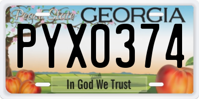 GA license plate PYX0374