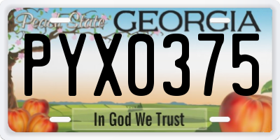 GA license plate PYX0375