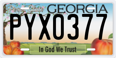 GA license plate PYX0377