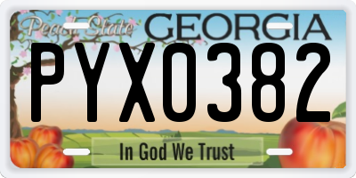 GA license plate PYX0382