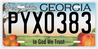 GA license plate PYX0383