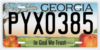 GA license plate PYX0385