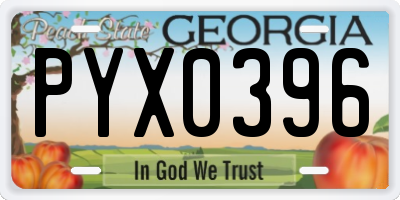 GA license plate PYX0396