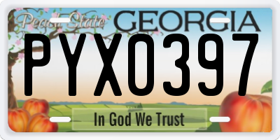 GA license plate PYX0397