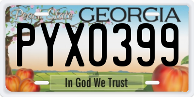 GA license plate PYX0399