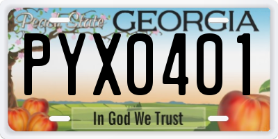 GA license plate PYX0401