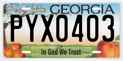 GA license plate PYX0403