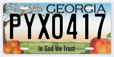 GA license plate PYX0417