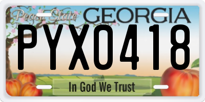 GA license plate PYX0418