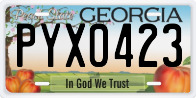 GA license plate PYX0423