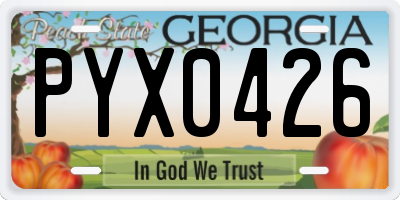 GA license plate PYX0426