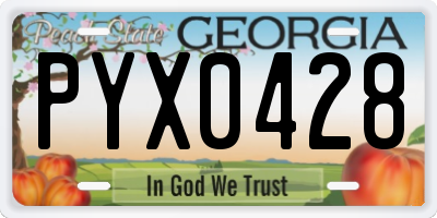 GA license plate PYX0428