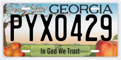 GA license plate PYX0429