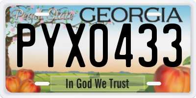 GA license plate PYX0433