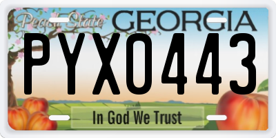 GA license plate PYX0443