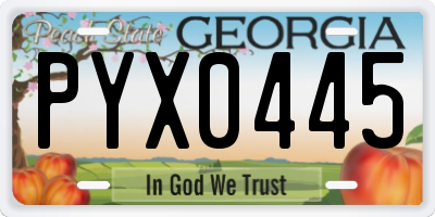 GA license plate PYX0445