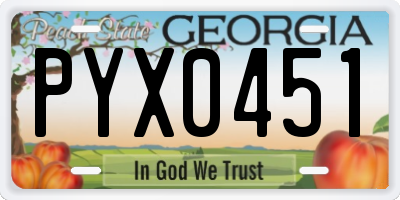 GA license plate PYX0451