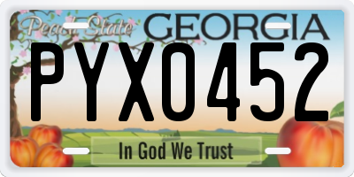 GA license plate PYX0452
