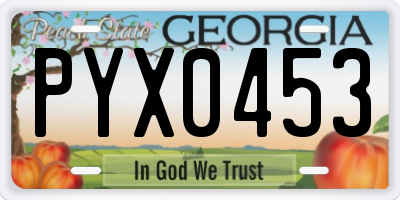 GA license plate PYX0453