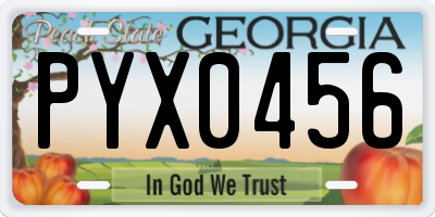 GA license plate PYX0456