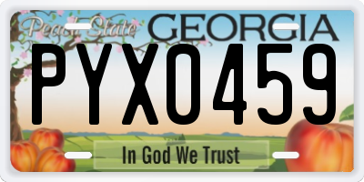 GA license plate PYX0459