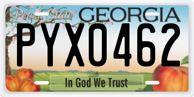 GA license plate PYX0462