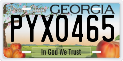 GA license plate PYX0465