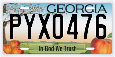 GA license plate PYX0476