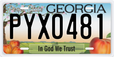 GA license plate PYX0481