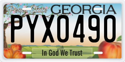 GA license plate PYX0490