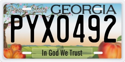 GA license plate PYX0492