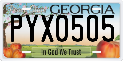 GA license plate PYX0505