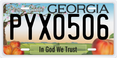 GA license plate PYX0506