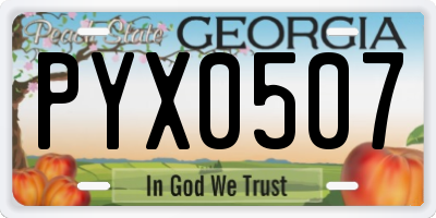 GA license plate PYX0507