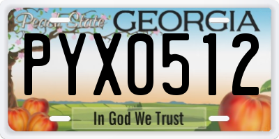 GA license plate PYX0512