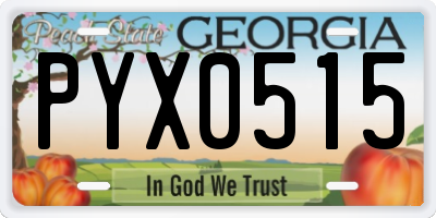 GA license plate PYX0515
