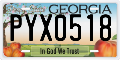 GA license plate PYX0518