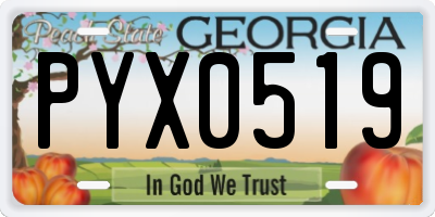 GA license plate PYX0519